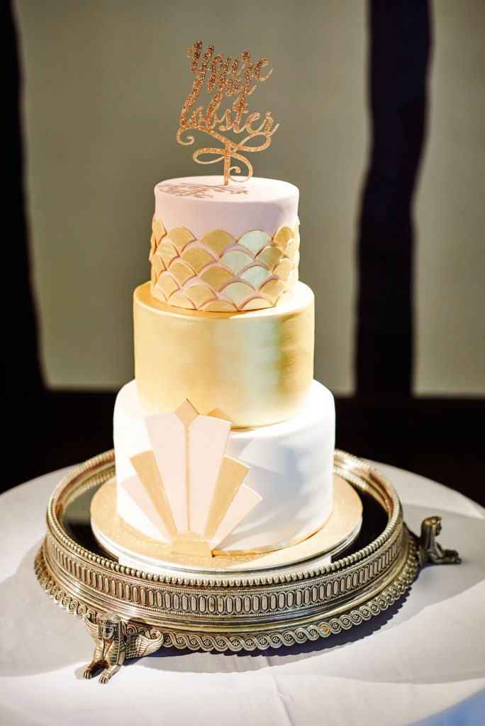 Great Gatsby style art deco 3 tier wedding cake