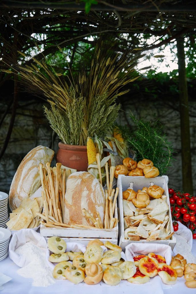 Selection of Italian breads at Florence destination wedding