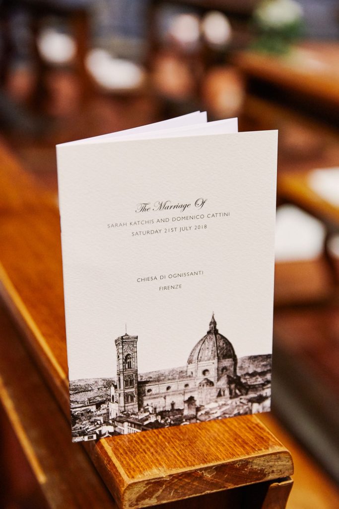Order of service booklet on church bench