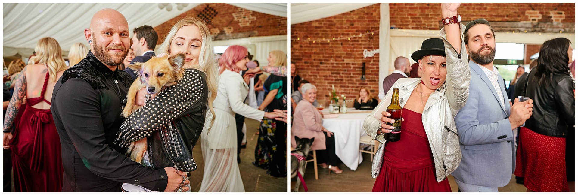 Alternative wedding guests dancing in a barn at The Peasantry Brewery Nottingham