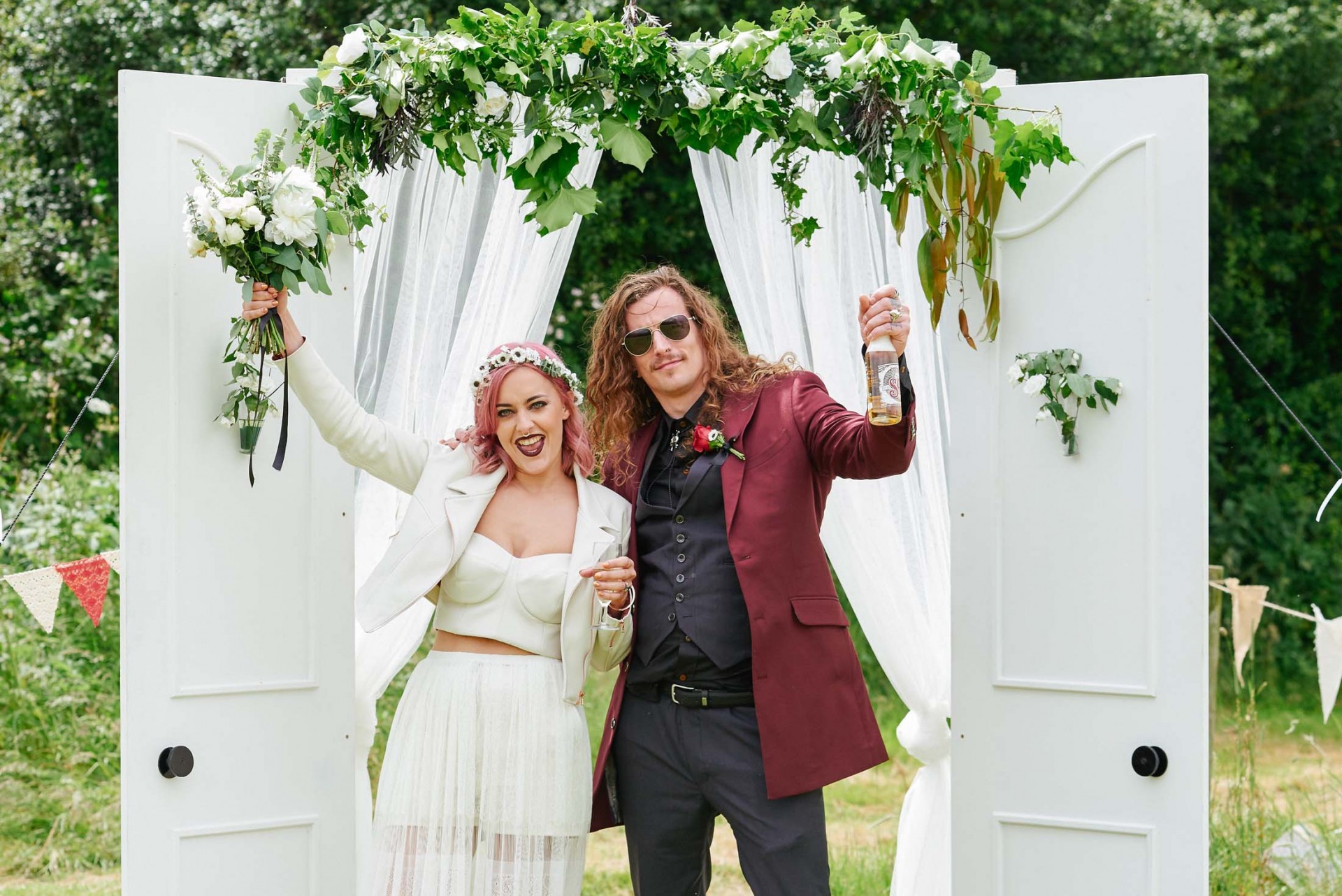 fun wedding photography featuring alternative bride & groom