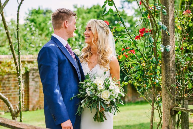 Micklefield Hall Outdoor Wedding Ceremony with Rose Garden Portraits