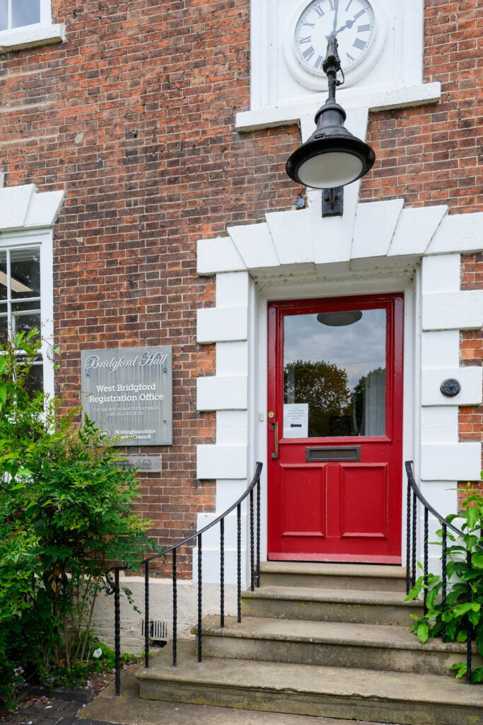 Entrance to West Bridgford Registry Office wedding venue