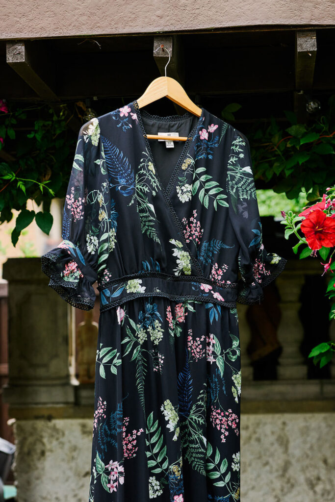 Black floral wedding dress for an alternative bride