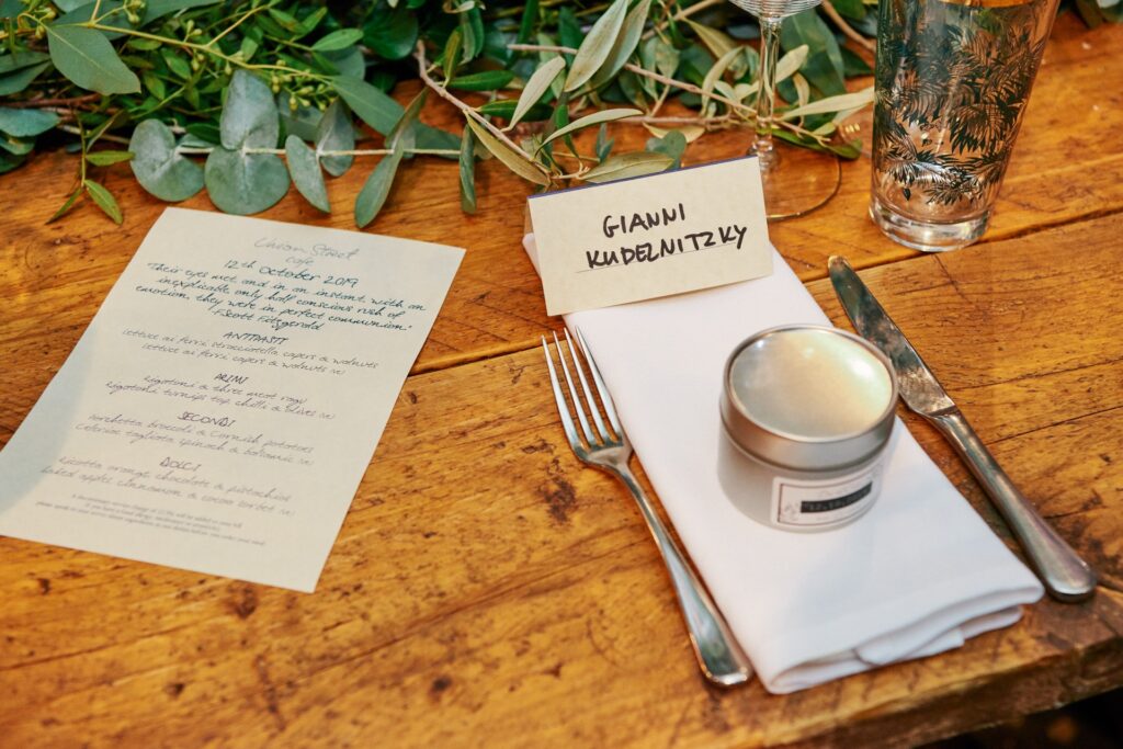 Wedding table details at Union Street Café Wedding Venue