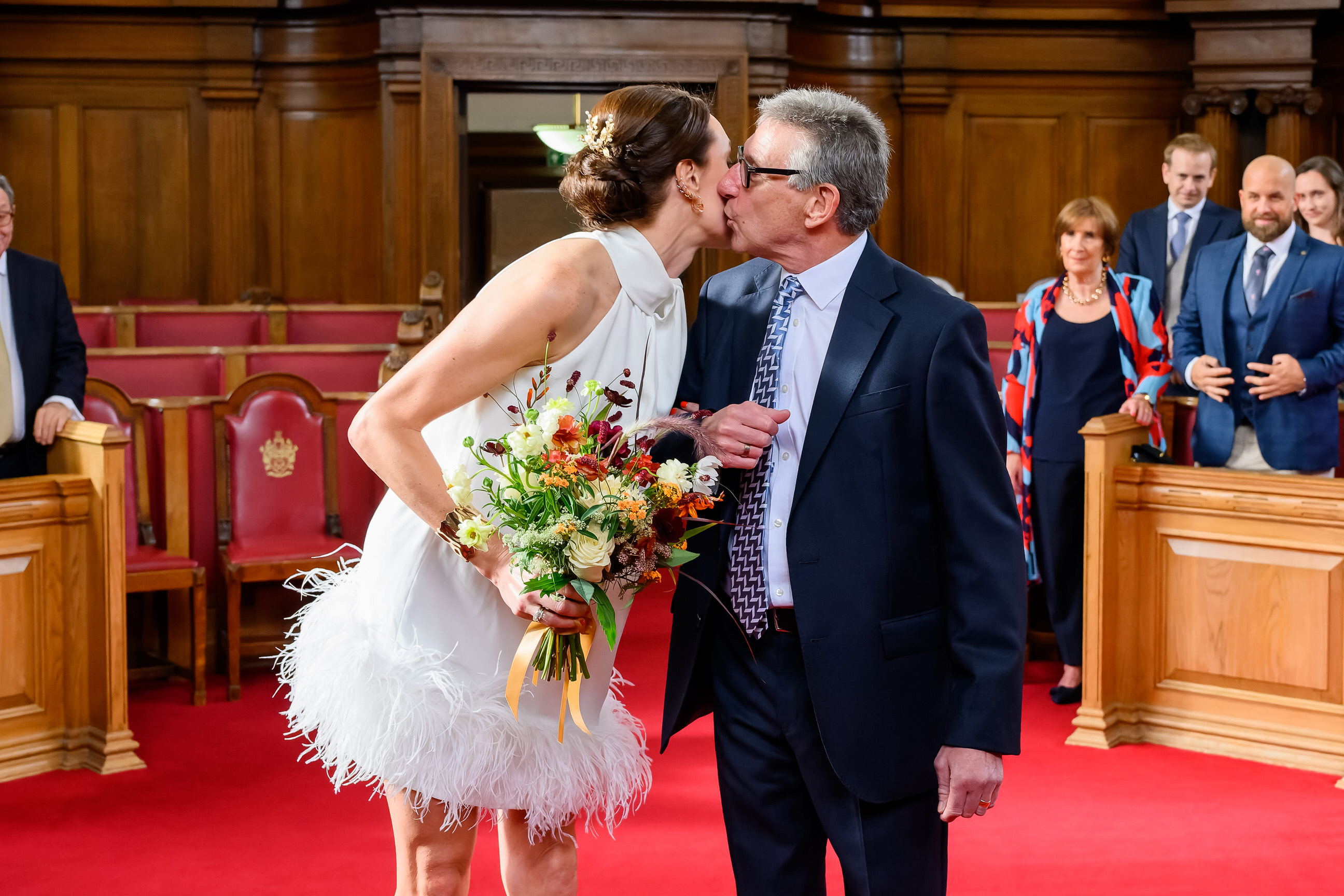 Bride being given away by her father during Islington Town Hall Wedding