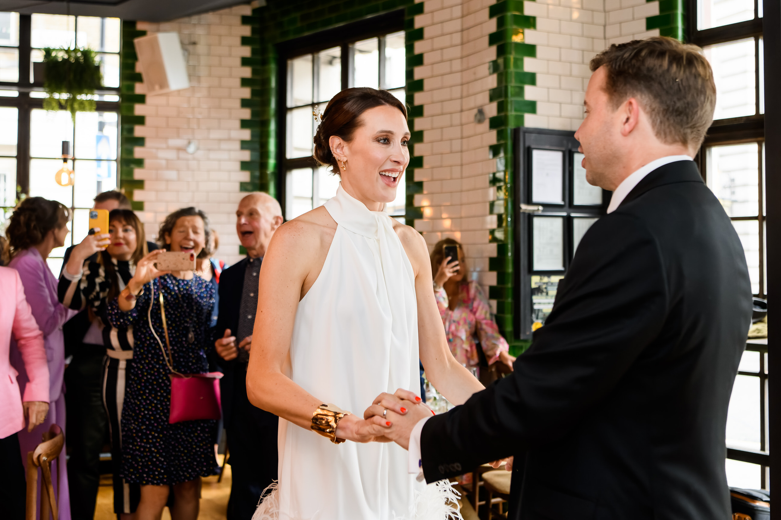 Bride and Groom dancing at The Singer Tavern London Pub Wedding Venue