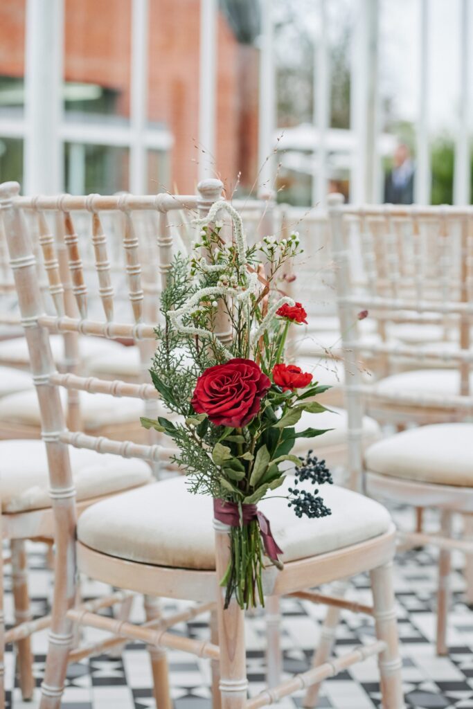 winter wedding flowers in The Horniman Museum conservatory