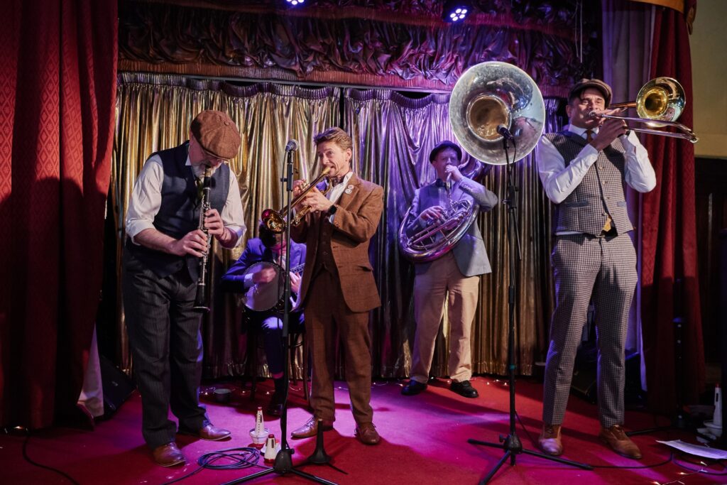 Old fashioned Jazz band playing on the stage at Ivy House