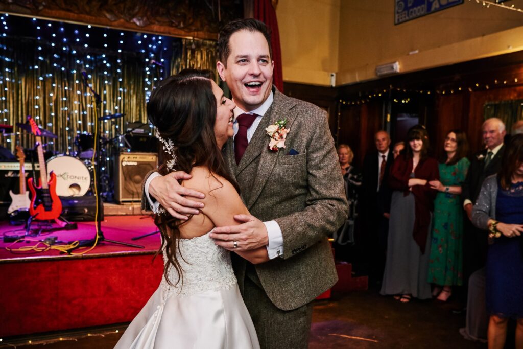 bride and groom during their first dance at The Ivy House pub